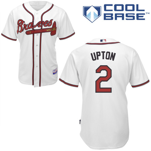 B-J Upton #2 MLB Jersey-Atlanta Braves Men's Authentic Home White Cool Base Baseball Jersey